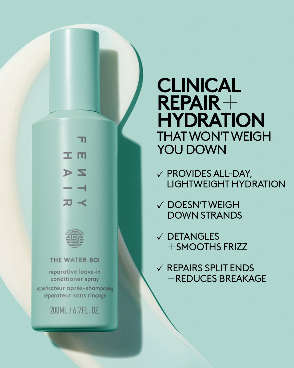 Elegant Leave-In Conditioning Spray for Effortless Detangling and Repair